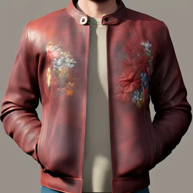 Leather jacket design, floral