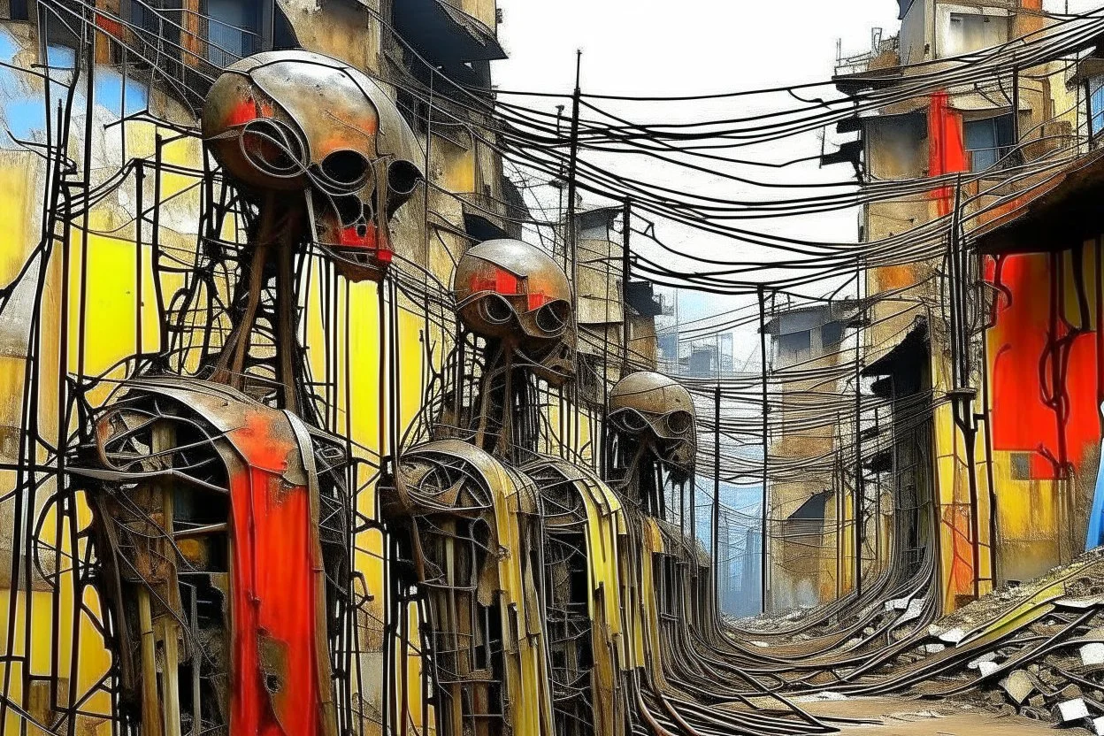 your creativity versus my imagination, tectonic cityscape clove, arafed remnants of a forgotten forbidden former river of clueless rust, |steel hot, puṣkaracūḍa, made of scrap metal and rusty wires, great verticals, perfect parallels, industrial vibe, police juxtaposition