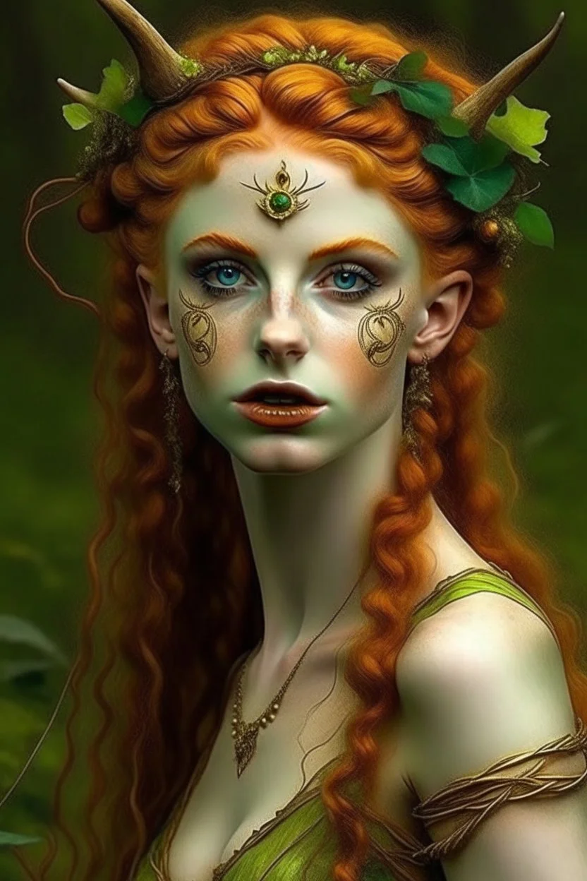 pretty girl, aged 19, ginger, faun, satyr, fantasy, attractive, medieval