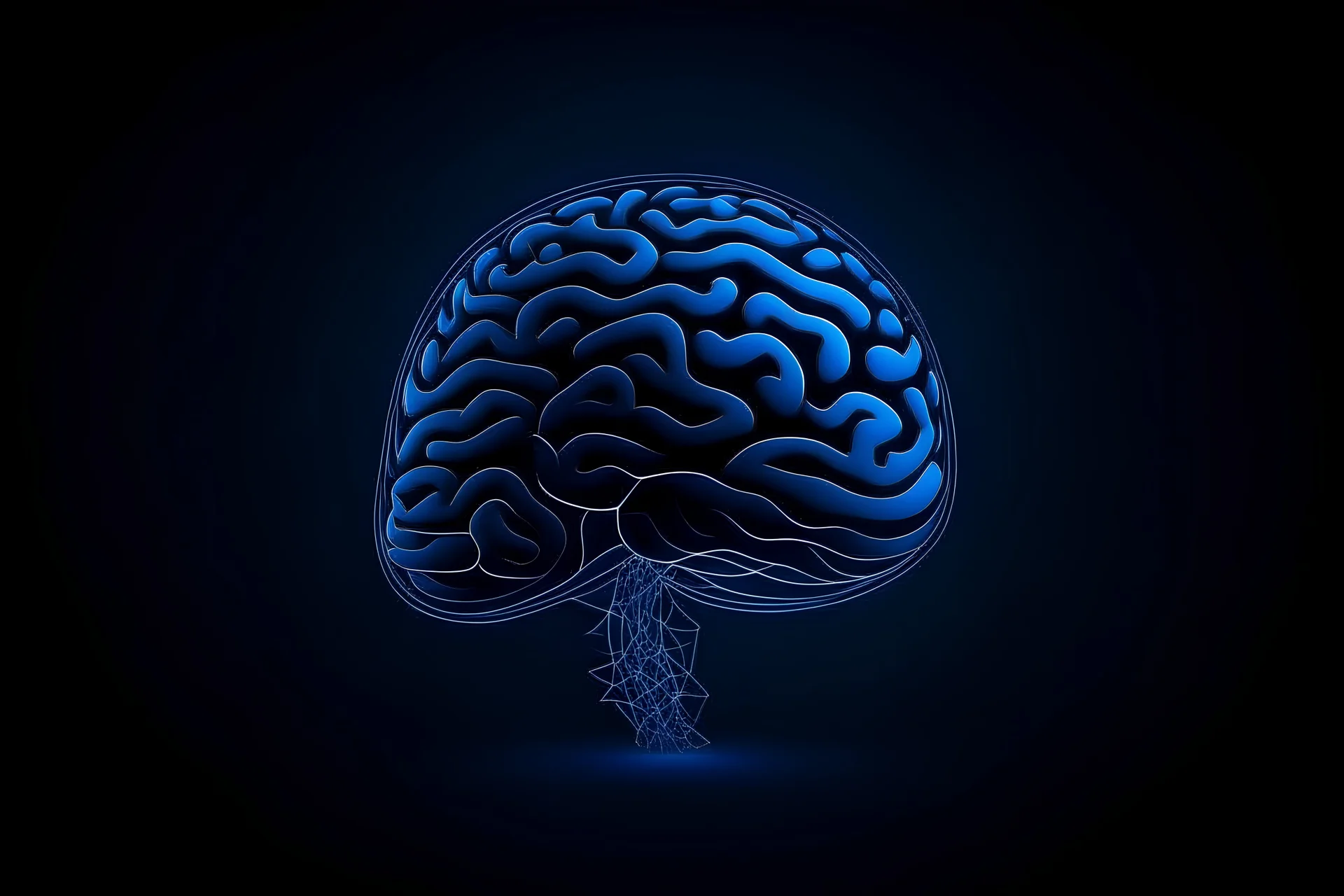 dark blue background with brain