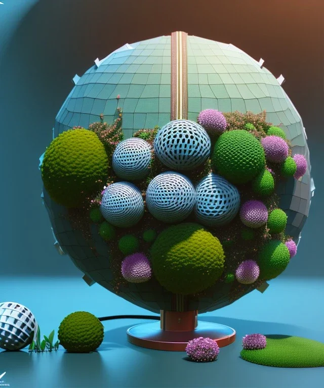 globe, plants and flowers around, kente, cinema 4d, octane render, high detail