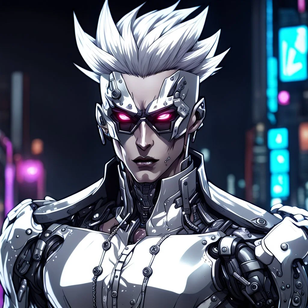 silver skinned anime Dragman cyberpunk