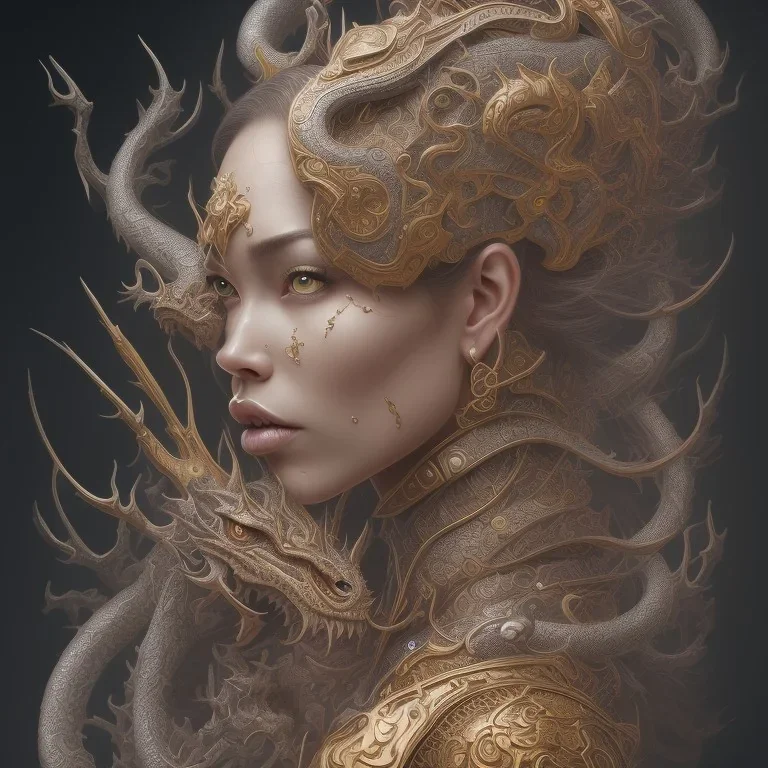 sango fantasy, fantasy magic, intricate, sharp focus, illustration, highly detailed, digital painting, concept art, matte, artgerm and paul lewin and kehinde wiley, masterpiece sexy lips Asian afro lips black African lady body Asian Dragon head silver bright rain lady outer space pretty skull head