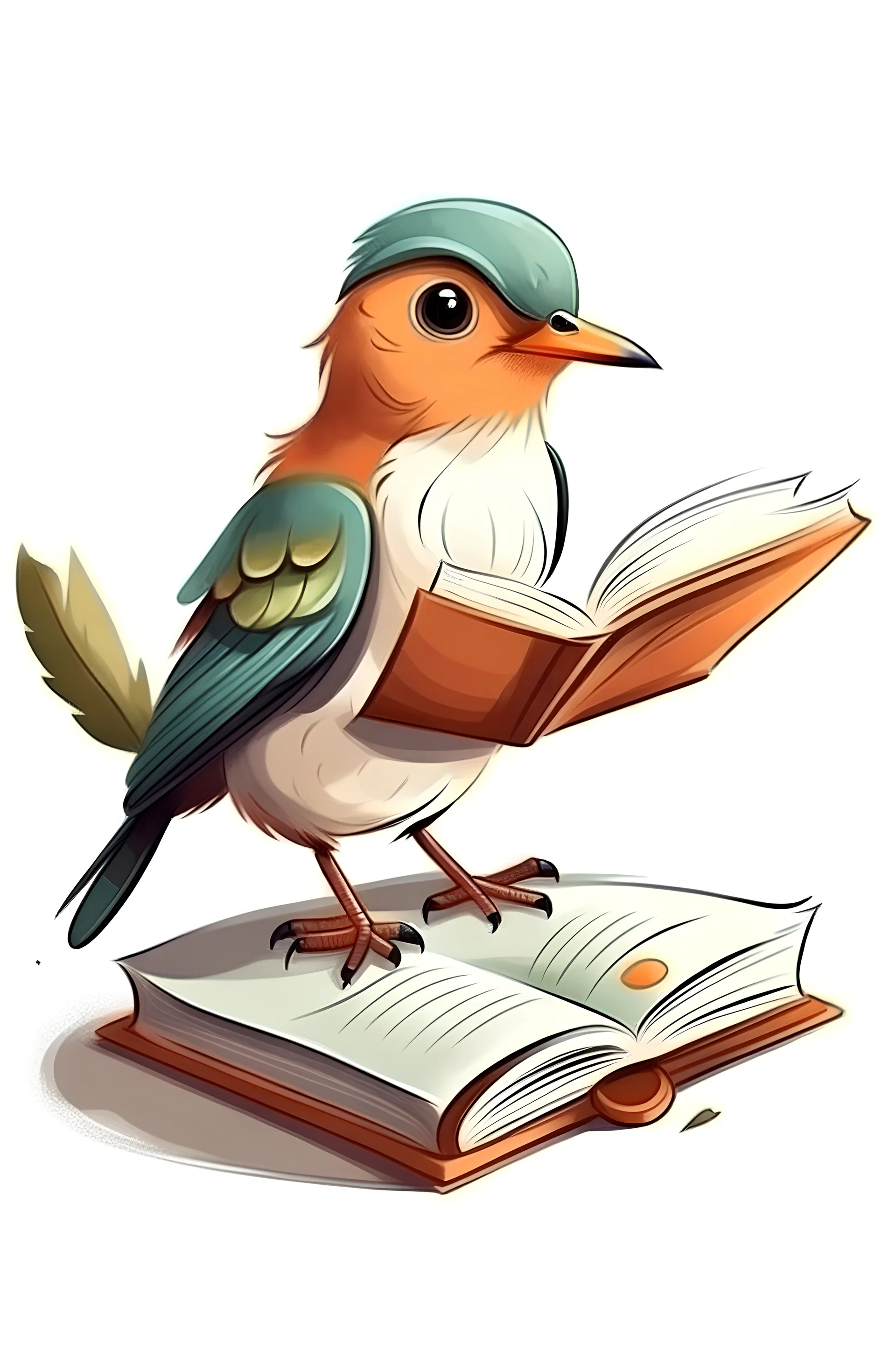 A bird is reading a book