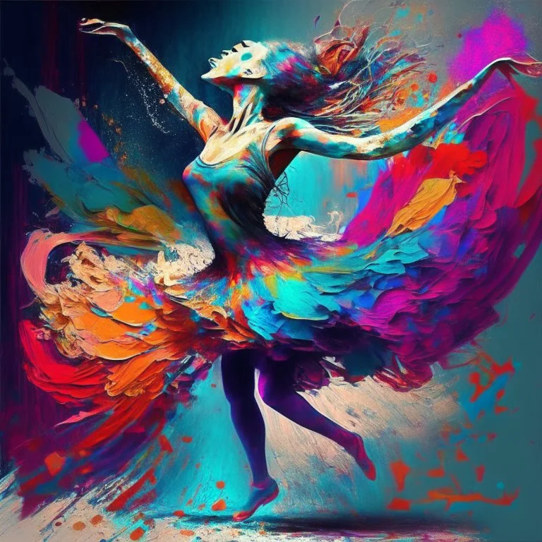 Revolution, dream of freedom, hope, colorful dancer, woman, digital art