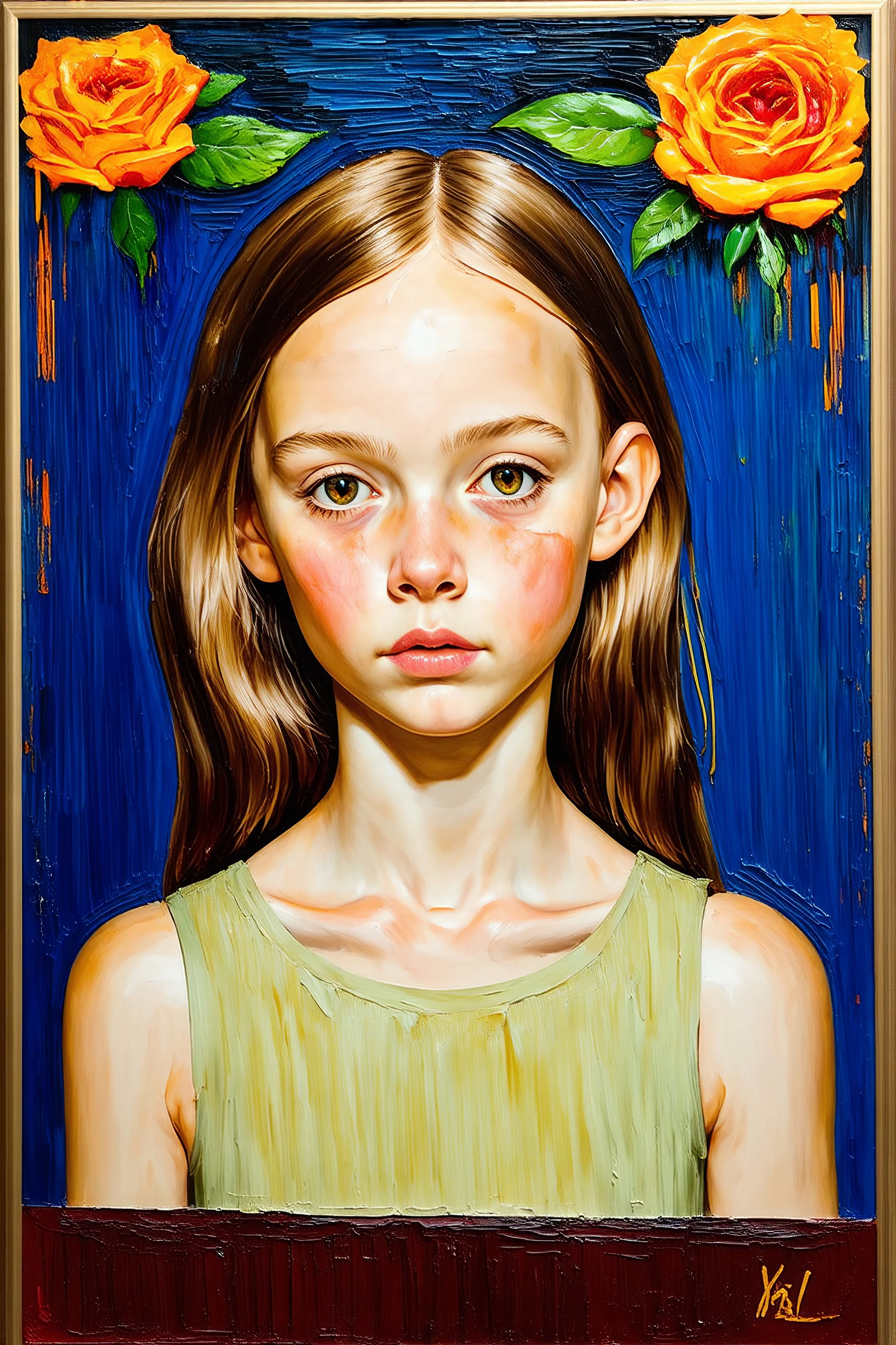 Sad lily-rose depp; painting in the style of Edvard Munch