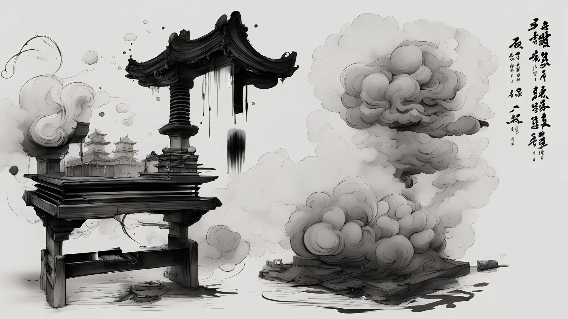 chinese ink stick digital art, showing the manufacturing process, contrast