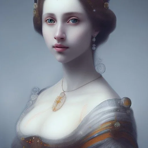 Portrait of a beautiful busty woman Rembrandt style