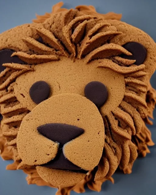 Lion simba model made of chocolate cake with digestives