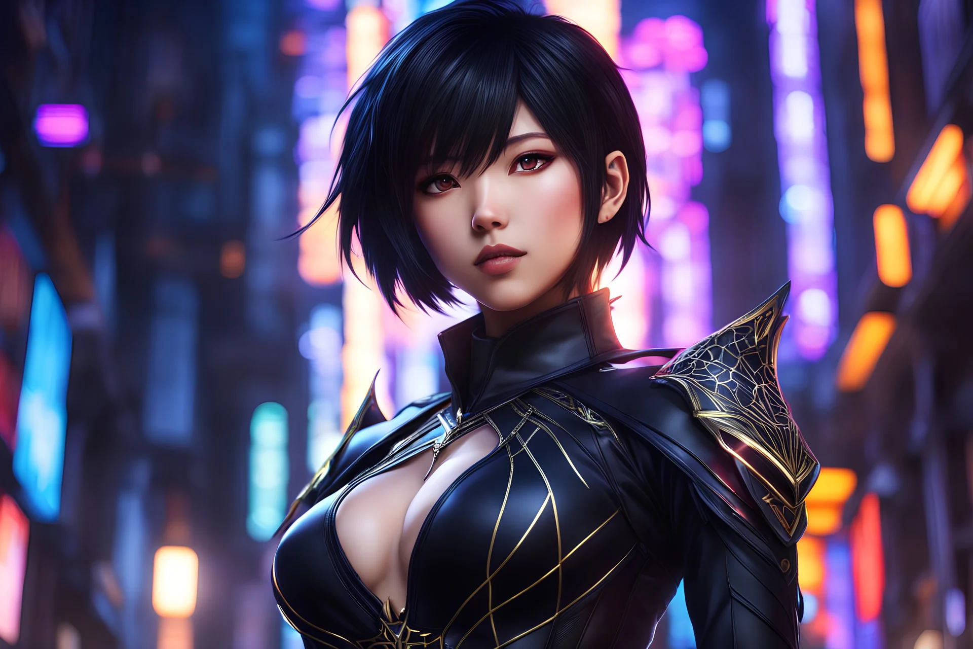 Hot Asian in 8k solo leveling shadow artstyle, silk theme, spider costum, short black hair, mouth cover, dynamic pose, oshare kei, hurufiyya, rtx , neon lights, intricate details, highly detailed, high details, detailed portrait, masterpiece,ultra detailed, ultra quality