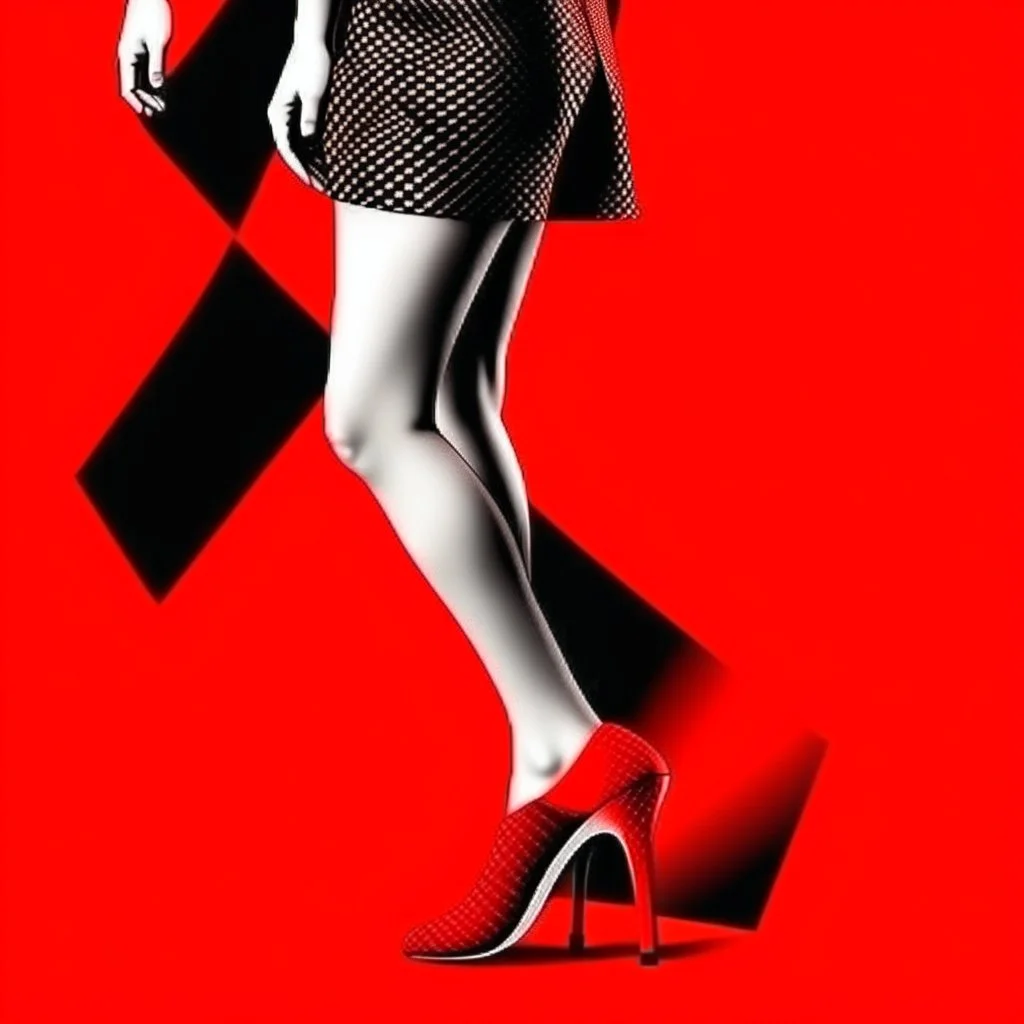 girls leg , modern art red back ground