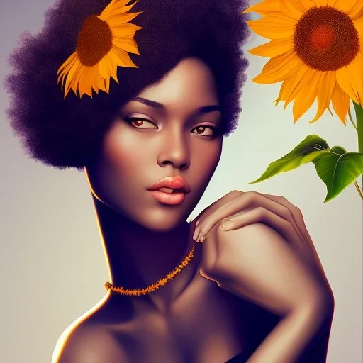 black girl with sunflower