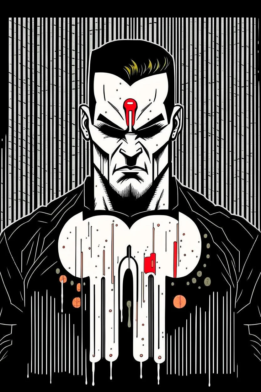 punisher sku;; in the style of Hiroshi Nagai