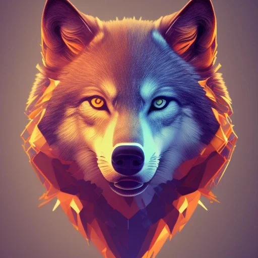 Wolf, red, orange, yellow, green, blue, purple, masterpiece, expert, 8K, hyperrealism, sharp focus, cinematic lighting