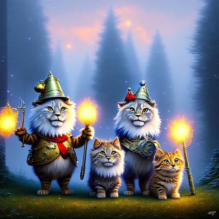 cute fluffy lion and scarecrow and tin-man and kitten on a journey into the woods walking on a yellow brick road, cute adorable pop surrealism, lowbrow art, realistic, street fashion, fluffy , pixar style, hyperrealism, christmas colors, rococo, by "NewAgerJul", Pixar, Disney, concept art, 3d digital art, Maya 3D, ZBrush Central 3D shading, bright colored background, radial gradient background, cinematic, Reimagined by industrial light and magic, 4k resolution post processing 8k resolution holog