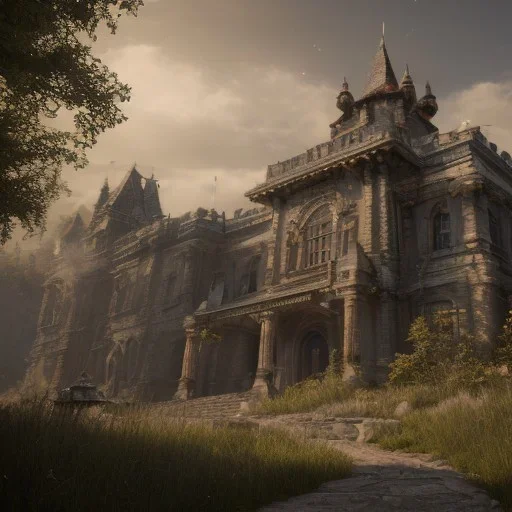 Mysterious castle, cinematic lighting, intricate details, ultra realistic style, 8k resolution