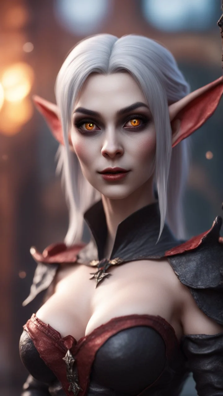 full figure female vampire elf from worms armageddon wearing makeup, bokeh like f/0.8, tilt-shift lens 8k, high detail, smooth render, down-light, unreal engine, prize winning