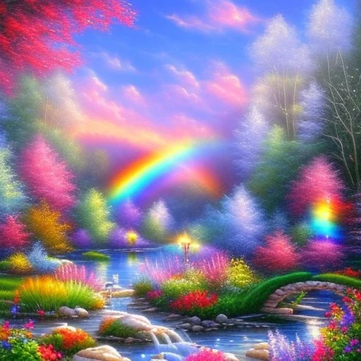 verybeautiful-magical-garden-of-the-angelic-kingdom-blue-and-pink-plants-and-trees-small-river-sunshine-flowers-haze-thumb-rainbow-ufo-bright-colors