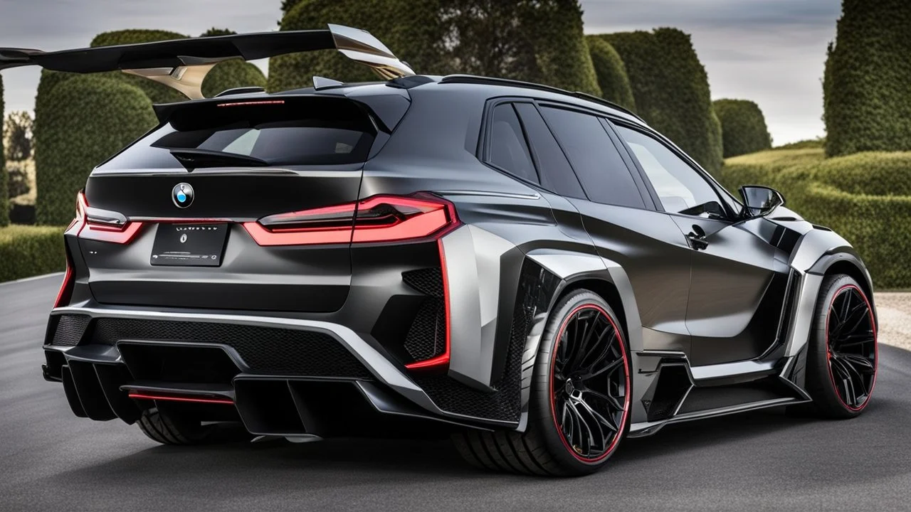 BMW X5 MANSORY Fused with Lamborghini Veneno, Super Detailed, desktop wallpaper, 4K rear view, center