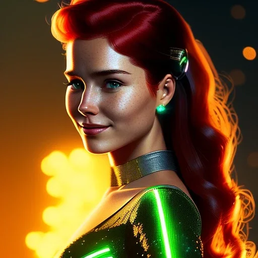 portrait of mary jane watson, red hair, green eyes, black tanktop, intricate, elegant, glowing lights, highly detailed, comic style, artstation, concept art, smooth, sharp focus, illustration, art by wlop, mars ravelo and greg rutkowski