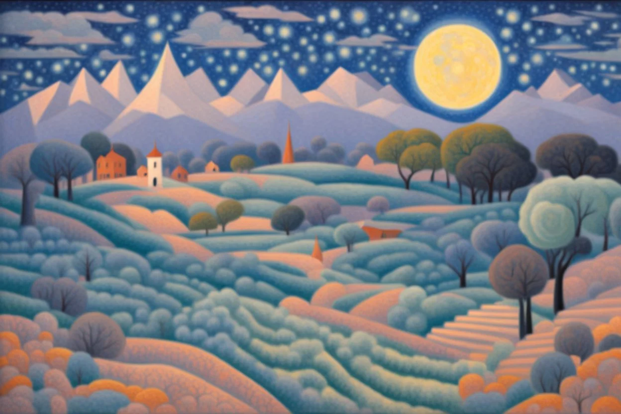 a noctilucent landscape by artist "Gino Severini",by artist "Betye Saar"