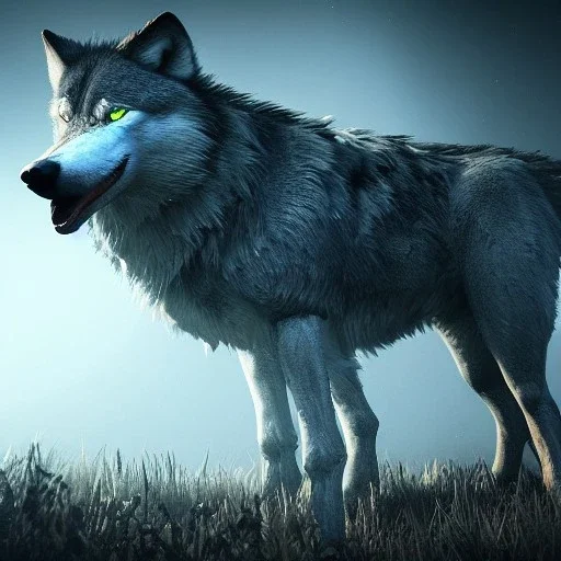 epic coolest wasted wolf-like creature in the night with black shade, 8k resolution, ultra hyperdetailed, Unreal Engine 5, ultra colorful, very small details, realistic