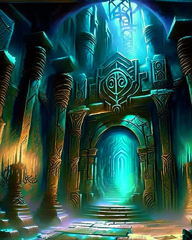 Atlantis palace dungeon room dungeon painterly sci fi fantasy art