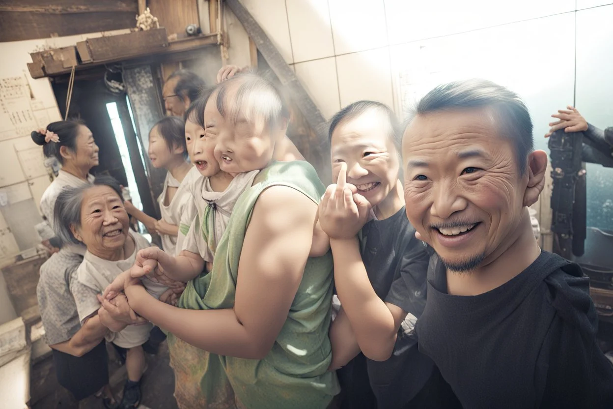 A typical Japanese family often emphasizes unity, respect for elders, and a strong work ethic. Family members often live together and maintain close ties. Traditional values, such as filial piety, play a significant role, and there's often a focus on education and achievement. Meals are occasions for family bonding, and festivals and ceremonies hold cultural importance., Shot with Canon EOS R5, 50mm lens, depth of field, shutter speed 1/1000, f/2.8, white balance, 6000k. High resolution, realist