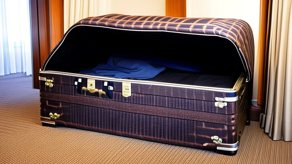 hotel front desk hiding suitcase from customer