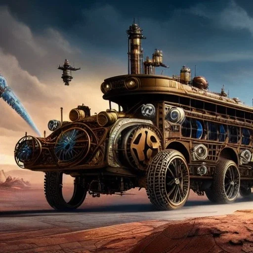 fullbody Drawing of 'sketch of steampunk Vehicles as in the movie mortal engines(2018)',intricate detail,andrea bonelli,Kilian Eng,Ohrai,evan lee,Aleksandr Sidelnikov,KyuYong Eom,three quarters frontal aerial view,toned colors,32k