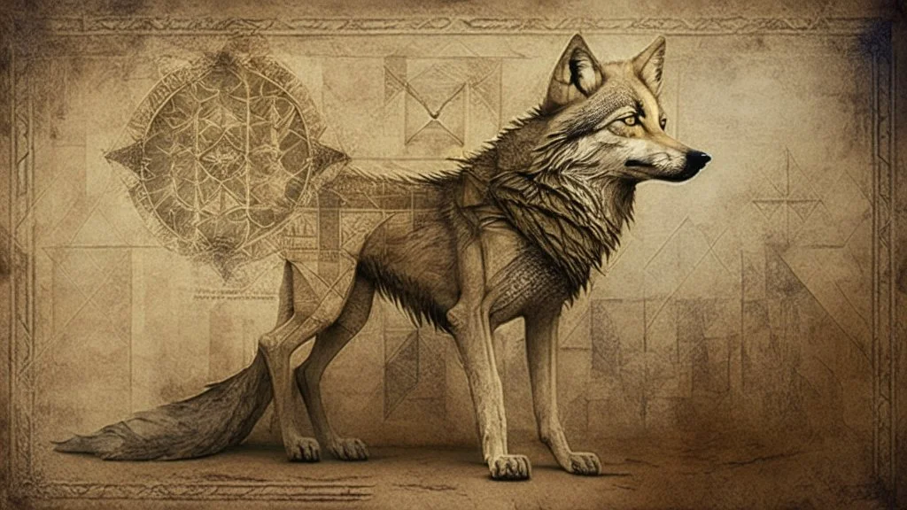 a wolf in da vinci style