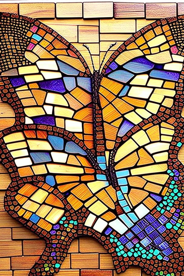 very beautiful butterfly wood mosaic