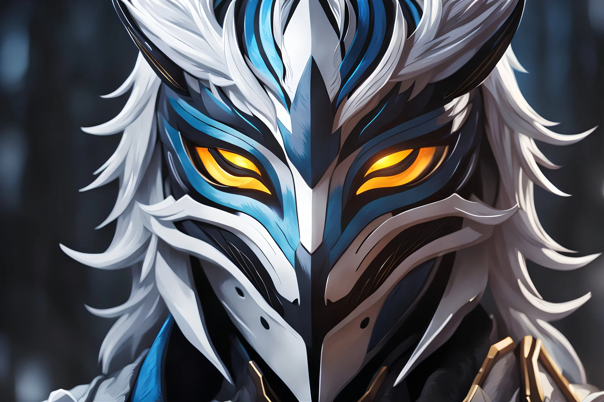 kindred in 8k anime realistic drawing style, kindred mask, Shinobi custom, rain, apocalypse, intricate details, highly detailed, high details, detailed portrait, masterpiece,ultra detailed, ultra quality