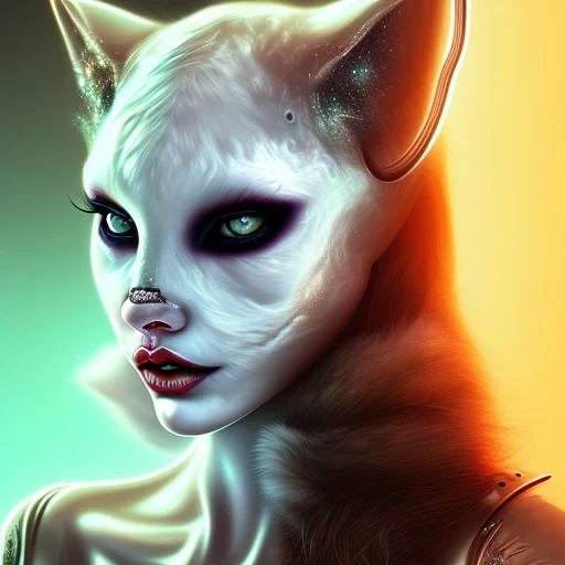 horror White catwoman,lije turkish van dat, goddess, trippy, eyes different colored