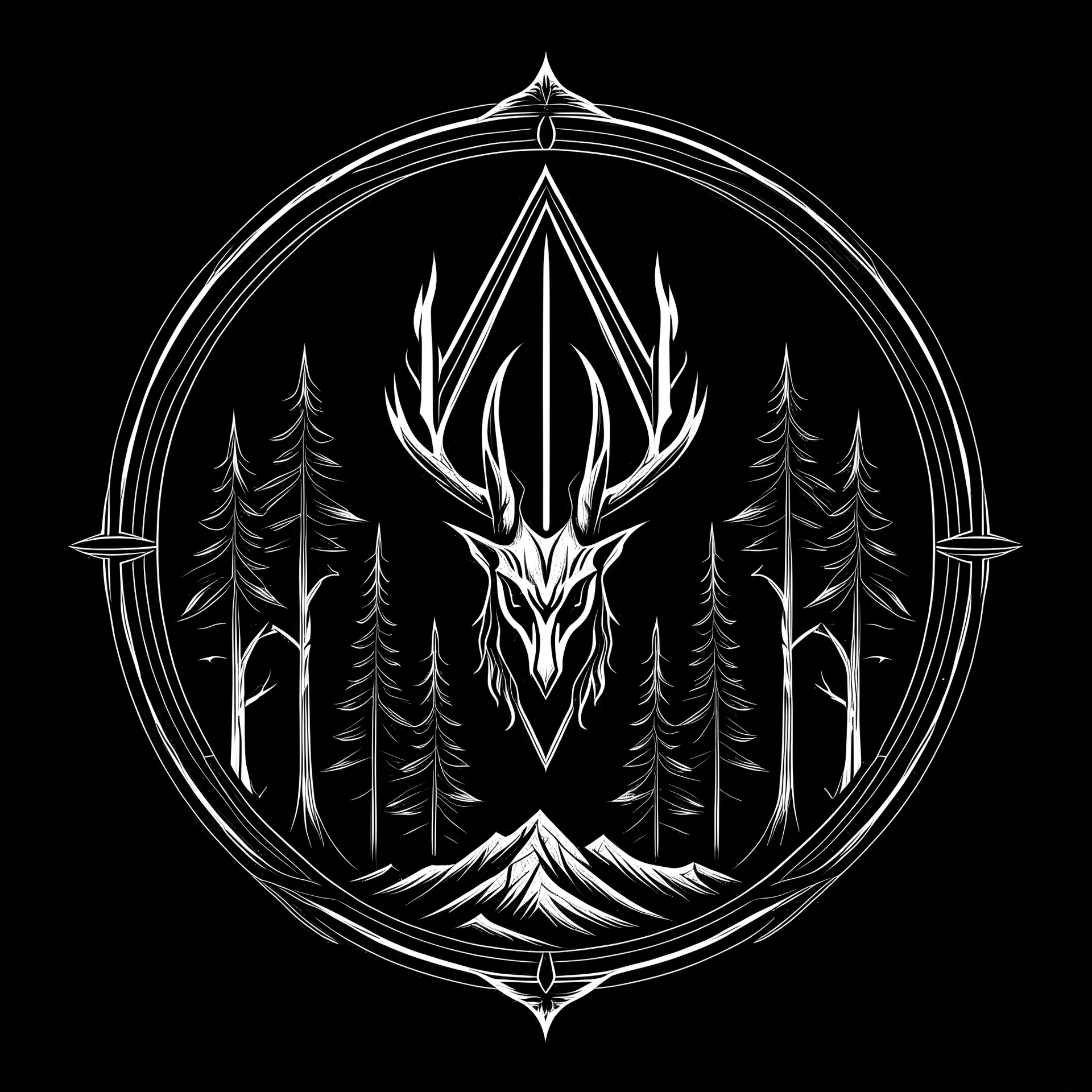 a logo made for a dark ritual in the woods