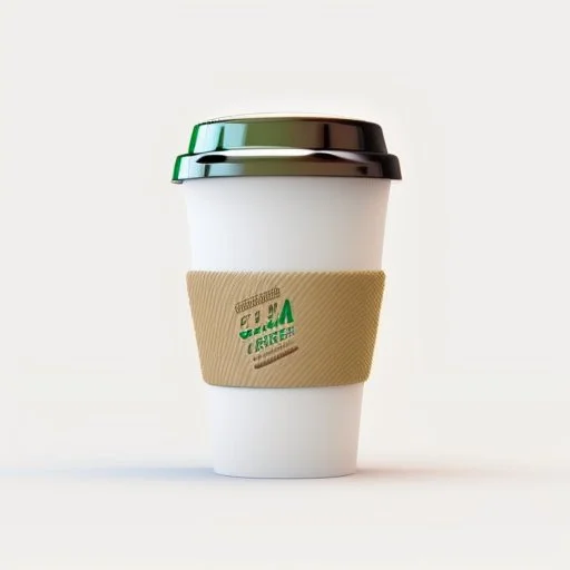 4k coffe cup render solid colors green background