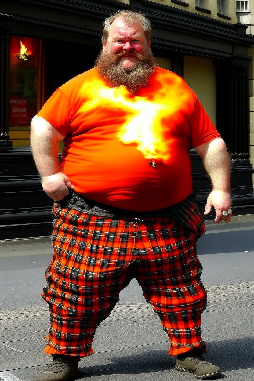 Scottish fat bastard with flaming pants