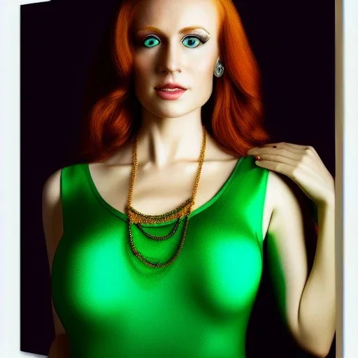 fullbody portrait of beautiful young busty atletic amazon Redhead woman with big green eyes with big emeralds necklace by Anthony Devas 8k