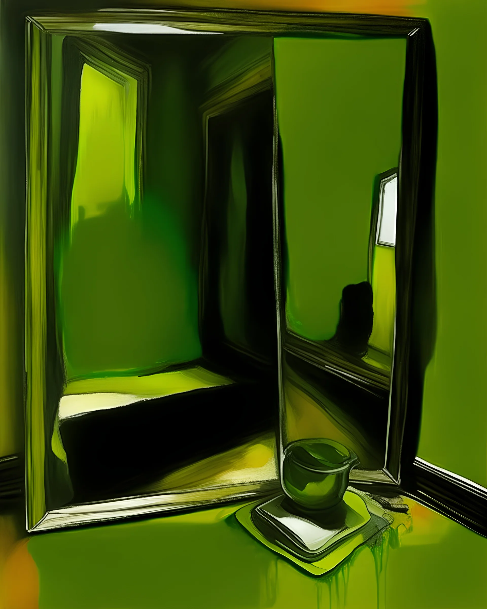 镜子丑角新绘画墨绿黄色阿德里安格尼弗朗西斯培根毕加索