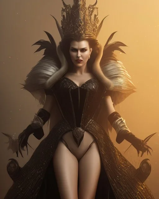 old evil queen in black leather gown, volouptous, busty, cleavage, angry, emperious, 8k resolution concept art portrait by Greg Rutkowski,