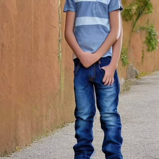 Older Teen boy in Jeans pants full body picture