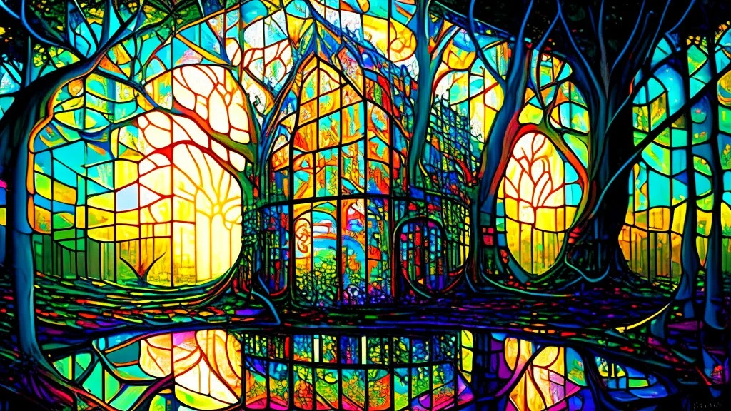 The glass castle shimmered in the sunlight each pane reflecting the glittering rays of the sun in a dance of light and color while the mangrove forest stood tall and proud each tree a sentinel of the lush verdant landscape guarding the secrets of the swamp within its twisted roots and branches, in a fantasy landscape, vibrant color, intricately detailed, sharp focus, art by Greg Rutkowski, Wayne Barlowe and Magali villeneuve, trending on Artstation, Unreal Engine 5