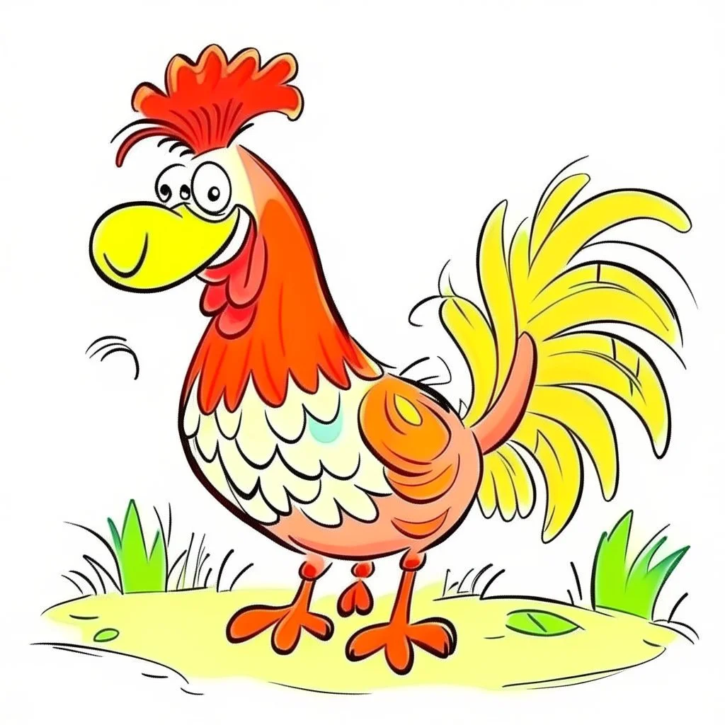 children's drawing of rooster style cartoon