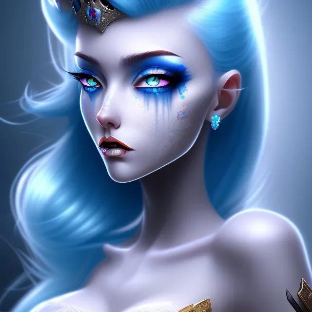 Evil princess full image froze blue hair