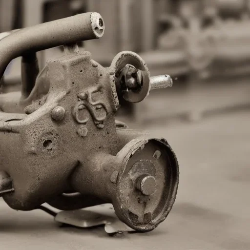 Single cylinder engine, rusty, old, small, simple