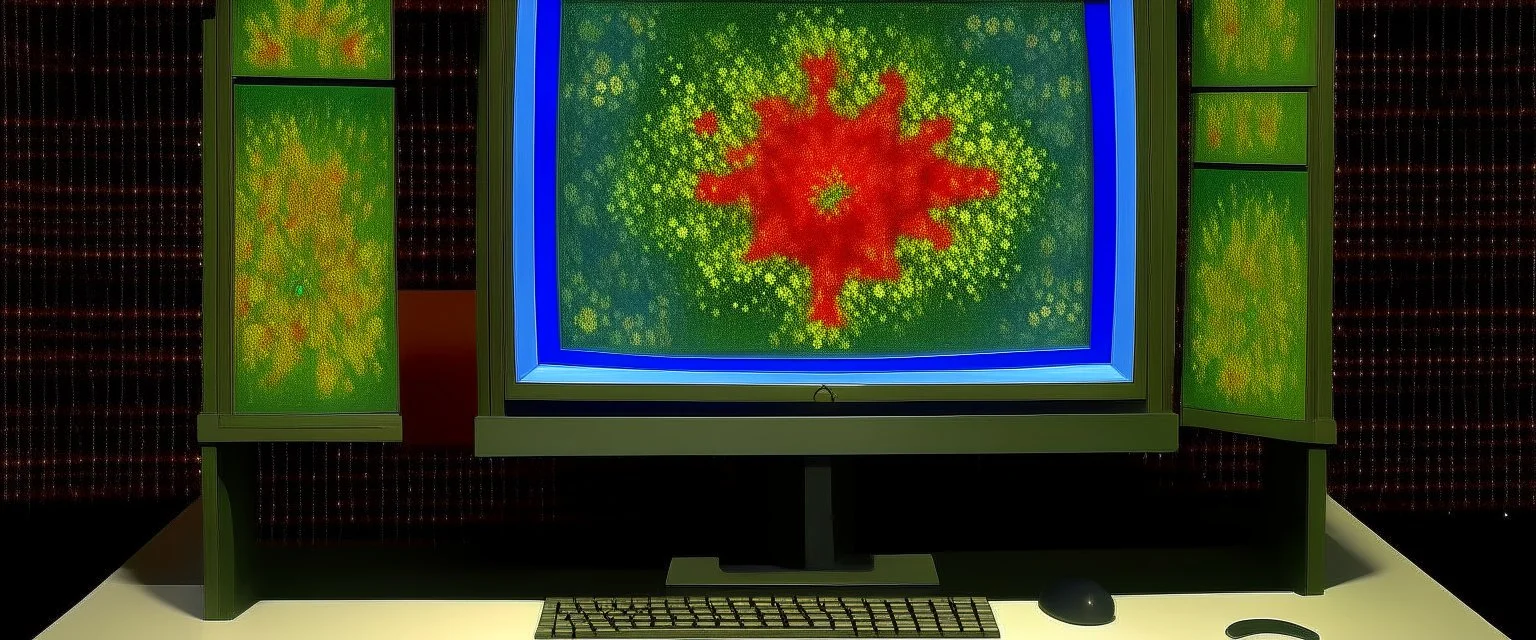 A computer with viruses painted by Claude Monet