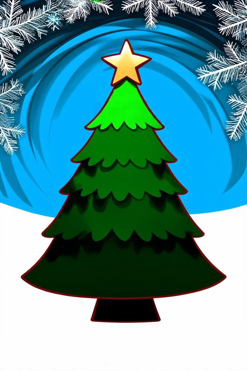 whimsical winter christmas tree, swirling, smooth vector clipart
