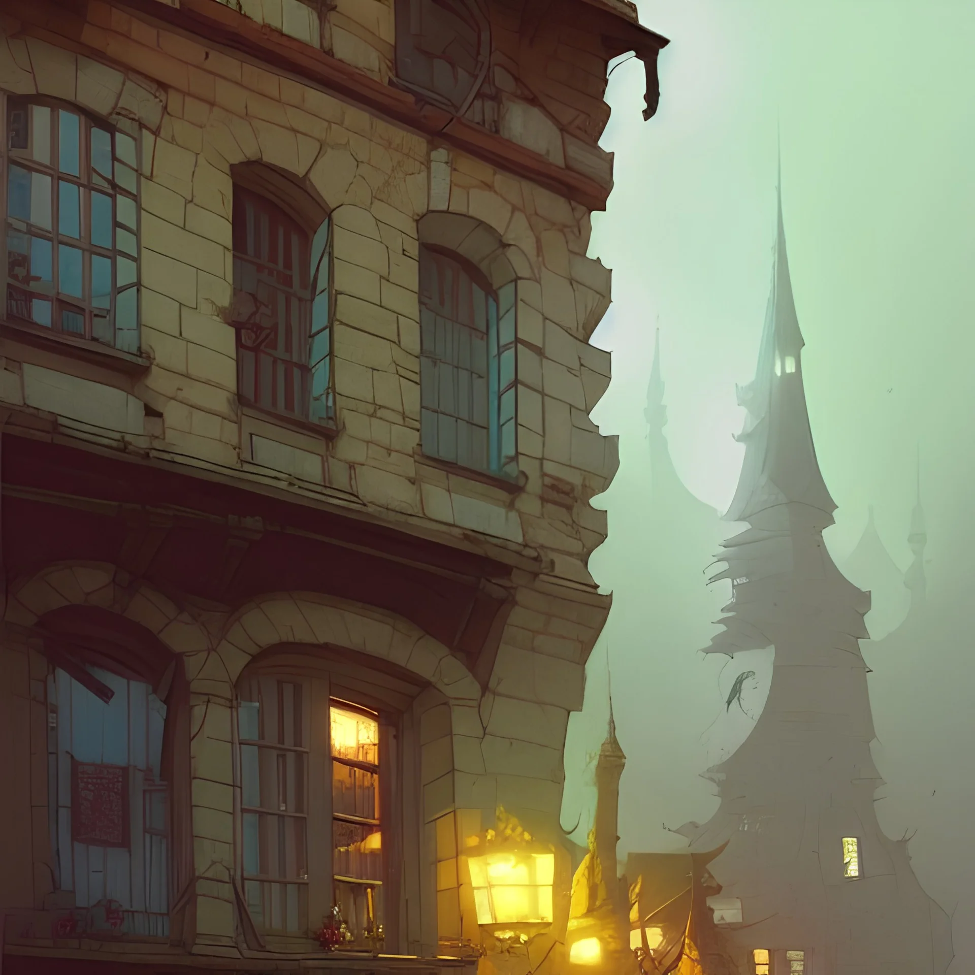 An old building in saint malo, Book illustration by Gediminas Pranckevičius, Jean Baptiste Monge, Brian Kesinger, Anton fadeev