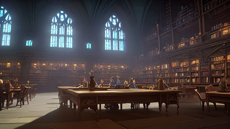 Inside the great library of the stone castle