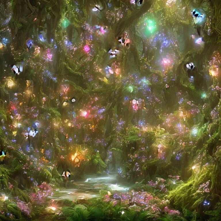 magical forest with sparkle and jewel butterflies